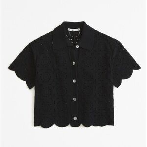 NWT- Abercrombie & Fitch Black Eyelet Kids Shirt